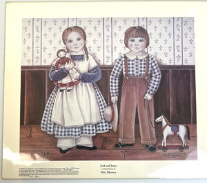 Josh and Jenny Folk Art Print Children Nita Showers Signed Numbered Lang Graphic